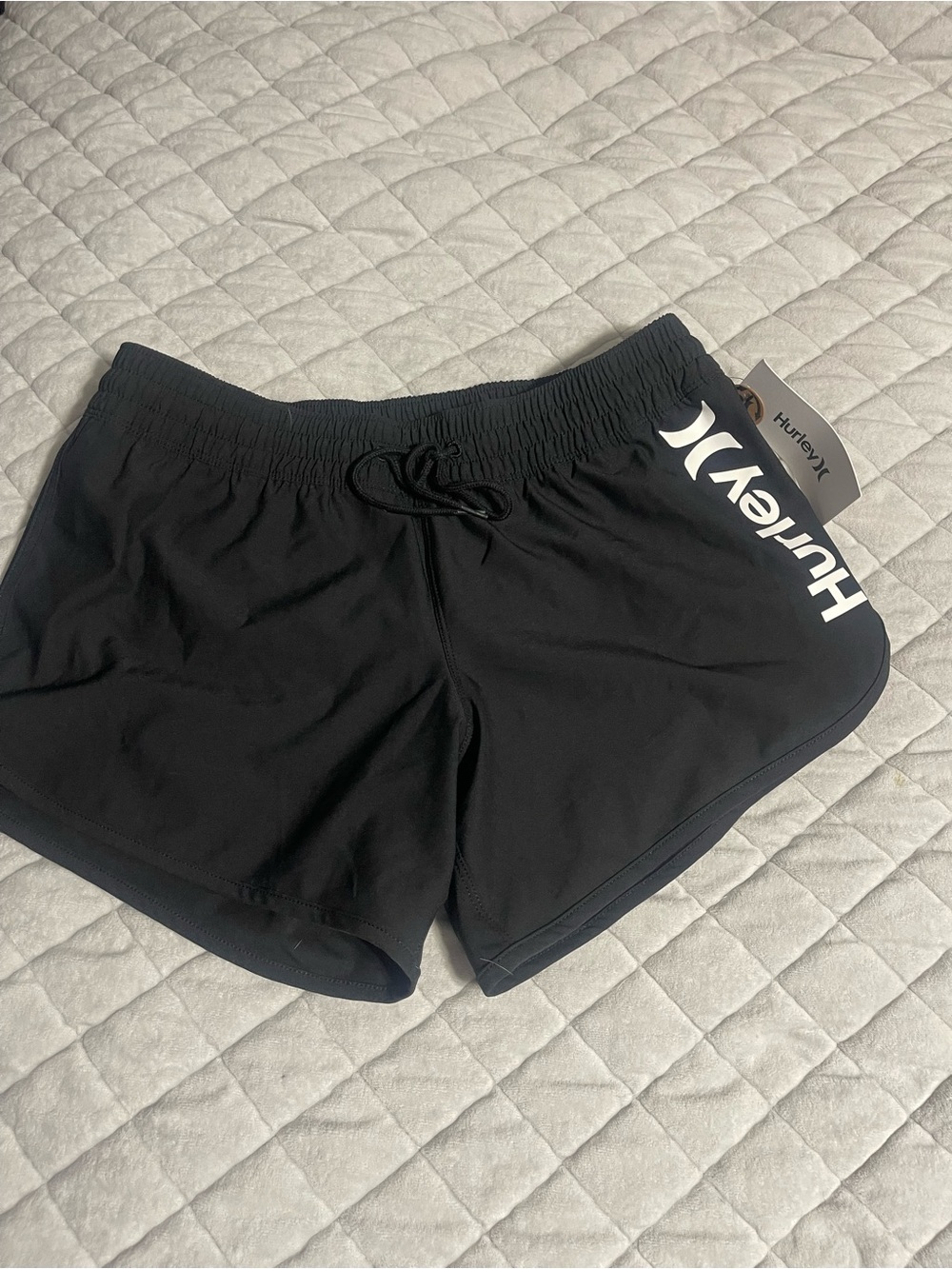 Hurley Black Women's Active Running Shorts with White Logo